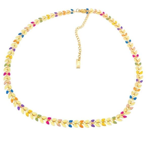 Gold colorful wheat ear choker necklace - Picture 1 of 5